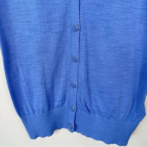 Banana Republic Womens Size Medium Vneck Button Short Sleeve Blue Cardigan - Picture 9 of 14